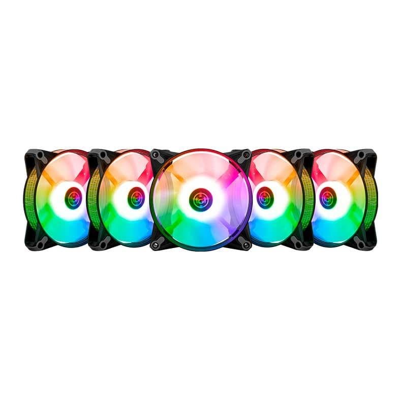 Kit Ventoinhas TGT Humber, ARGB, 5x120mm, Preto, TGT-HR5-BK01