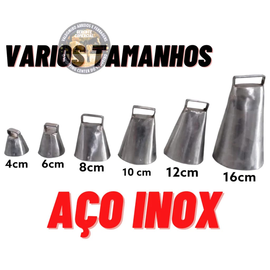 sino chocalho sineta boi vaca carneiro aço inox