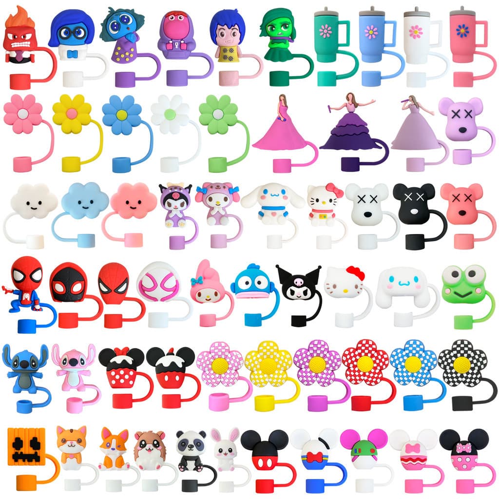 Acessórios De Copo De Capa De Palha De 10mm , silicone Macio , Rolha Personagem De Jogo De Desenho Animado Para