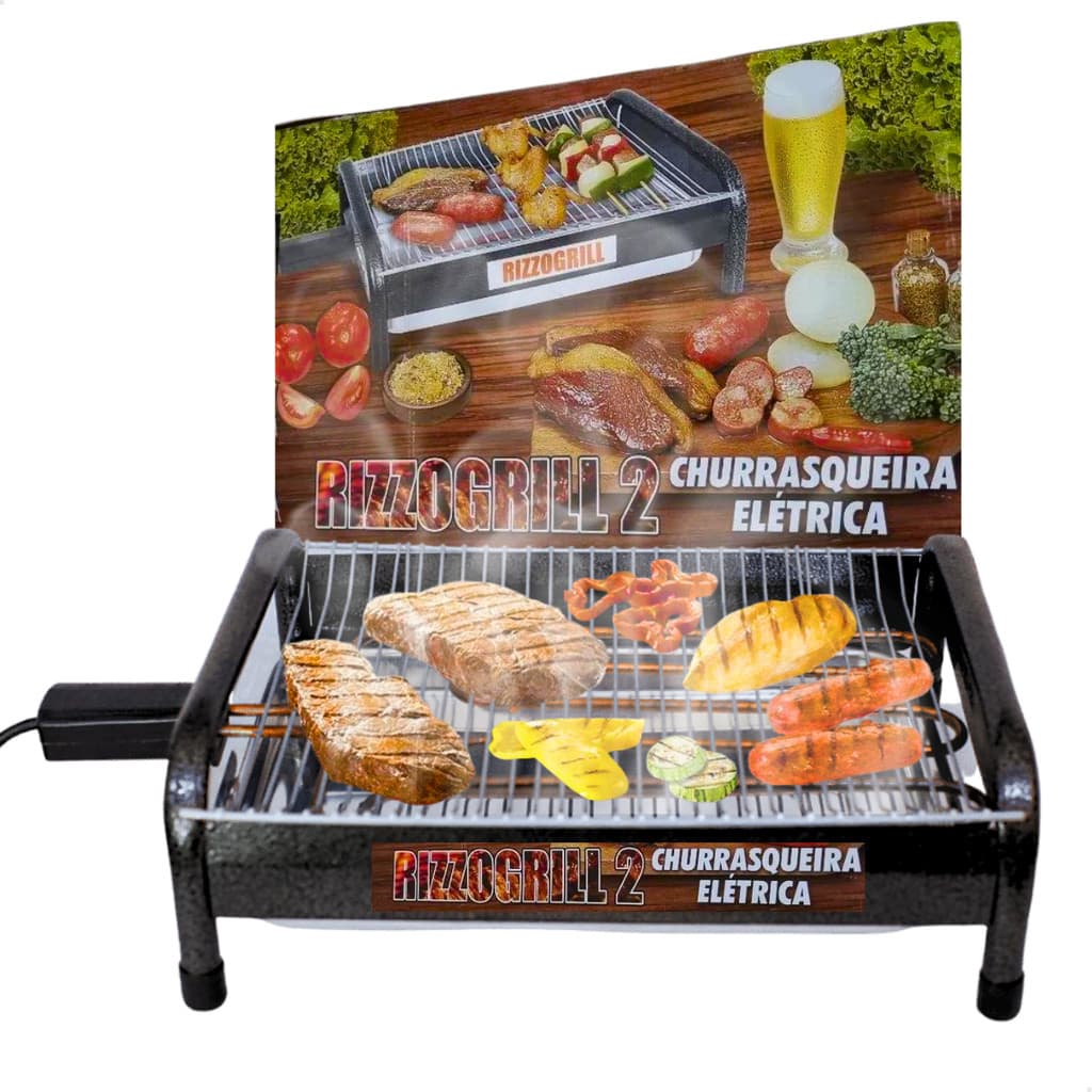 Churrasqueira Elétrica de Mesa Rizzogrill 2 Gourmet Anti-fumaça e Bandeja Removível 110V - 220V