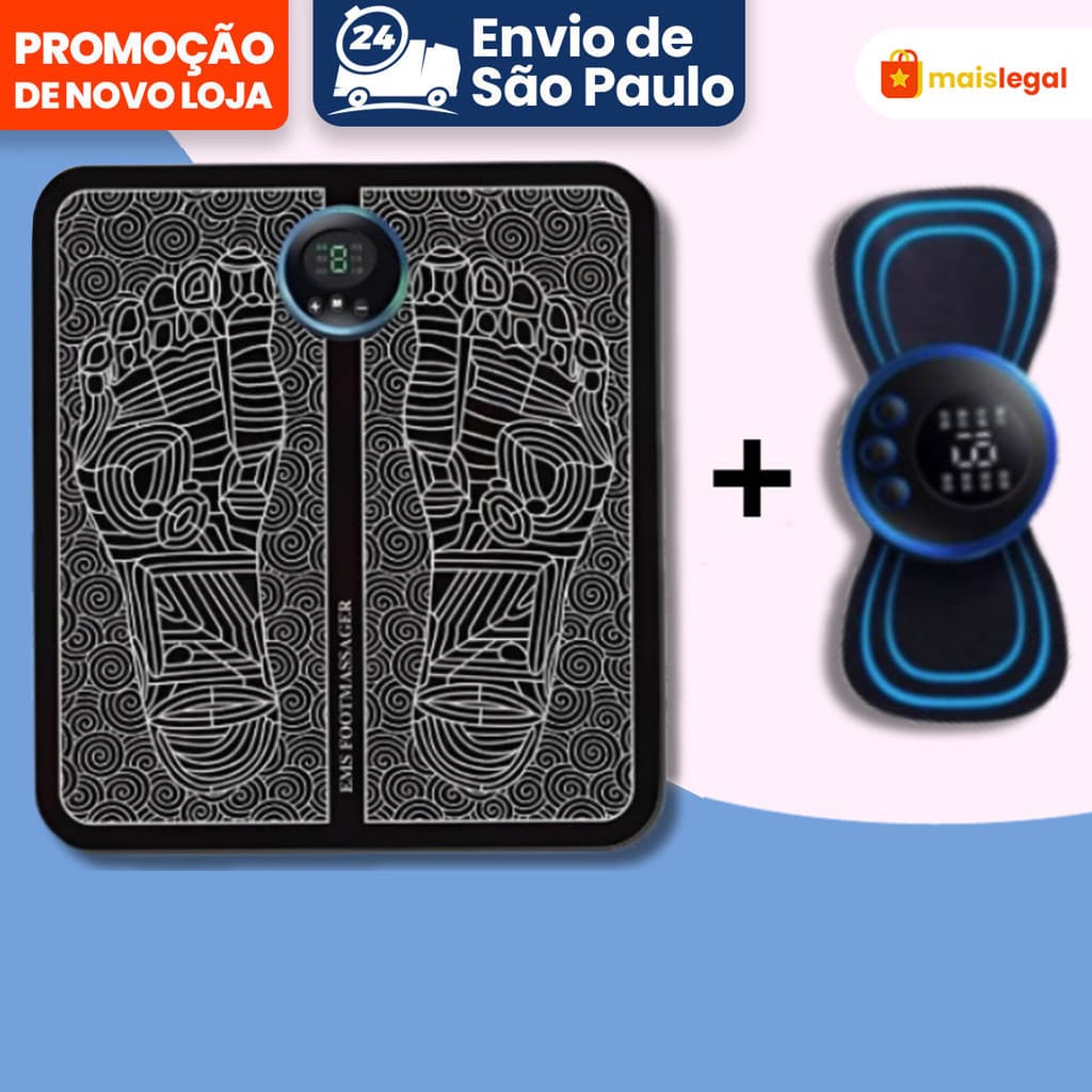 Kit Tapete E Mini Massageador Elétrico Dor Pés E Musculares kit 1,2 Conjunto de massagem