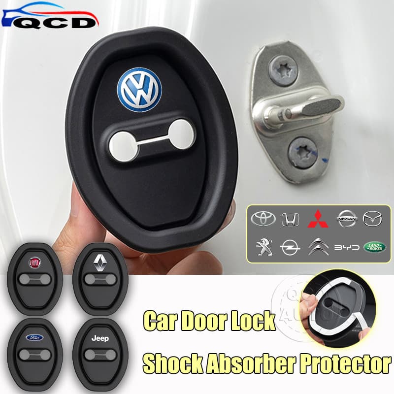 【QCD】Capa Protetora De Amortecedor Para Fechadura De Porta De Carro , De Borracha Silenciosa