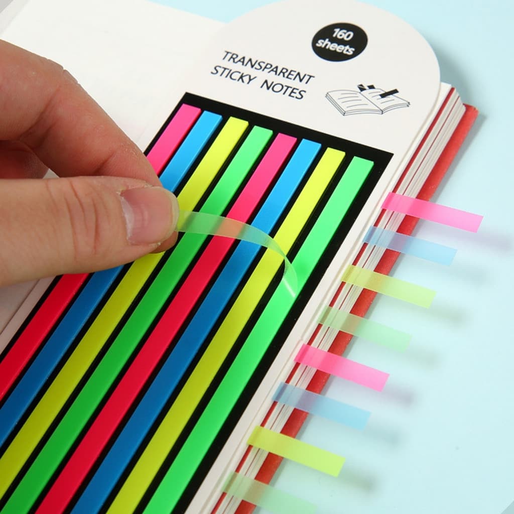 Marca Texto Fita de Tira 4 Cores Neon Cartela com 160 Unidades Para Páginas de Livros e Bíblia