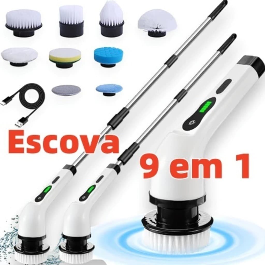 Escova De Limpeza Ajustável Janela Banheiro e Cozinha Ferramenta 7 em 1/ 9 em 1 Recarregável