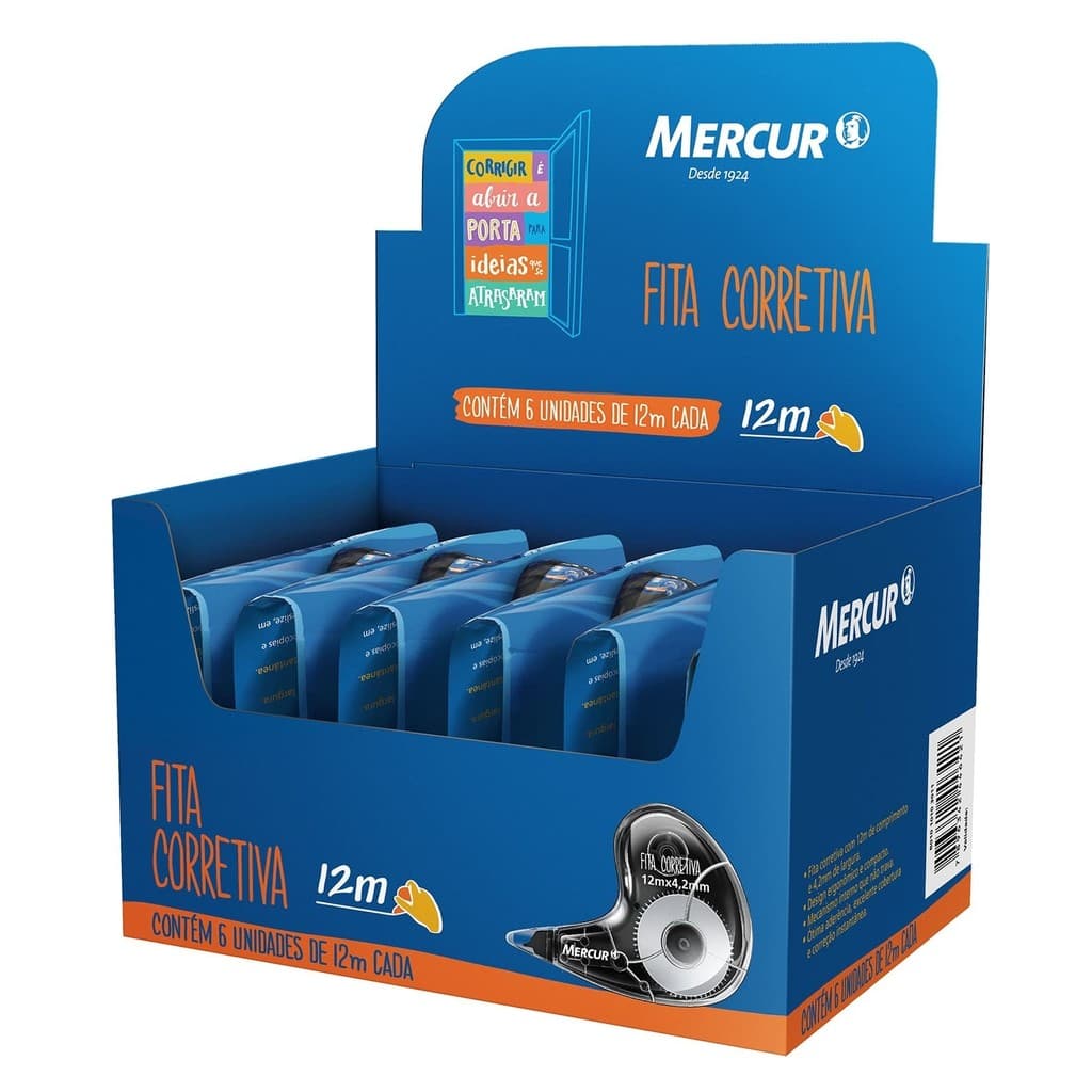 Fita Corretiva Mercur 4,2mm x 12m Caixa com 6 Unidades