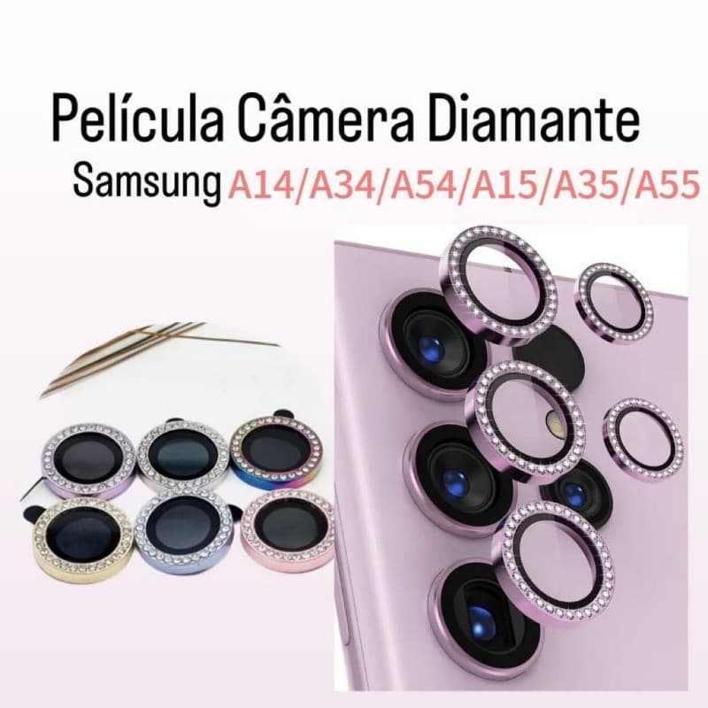 Kit(3PÇS)Película De Câmera STRASS Diamante Para Samsung A14 A24 A34 A54 A15 A35 A55