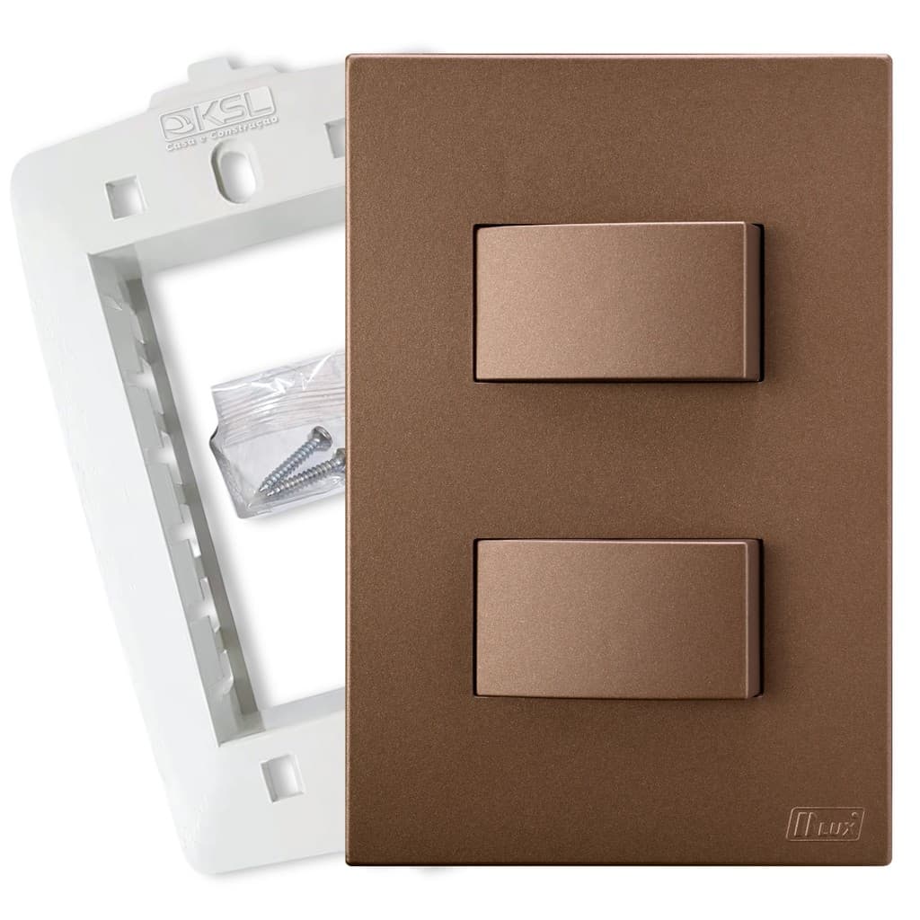 Interruptor De Luz Duplo Simples Corten Fosco Recta Blux