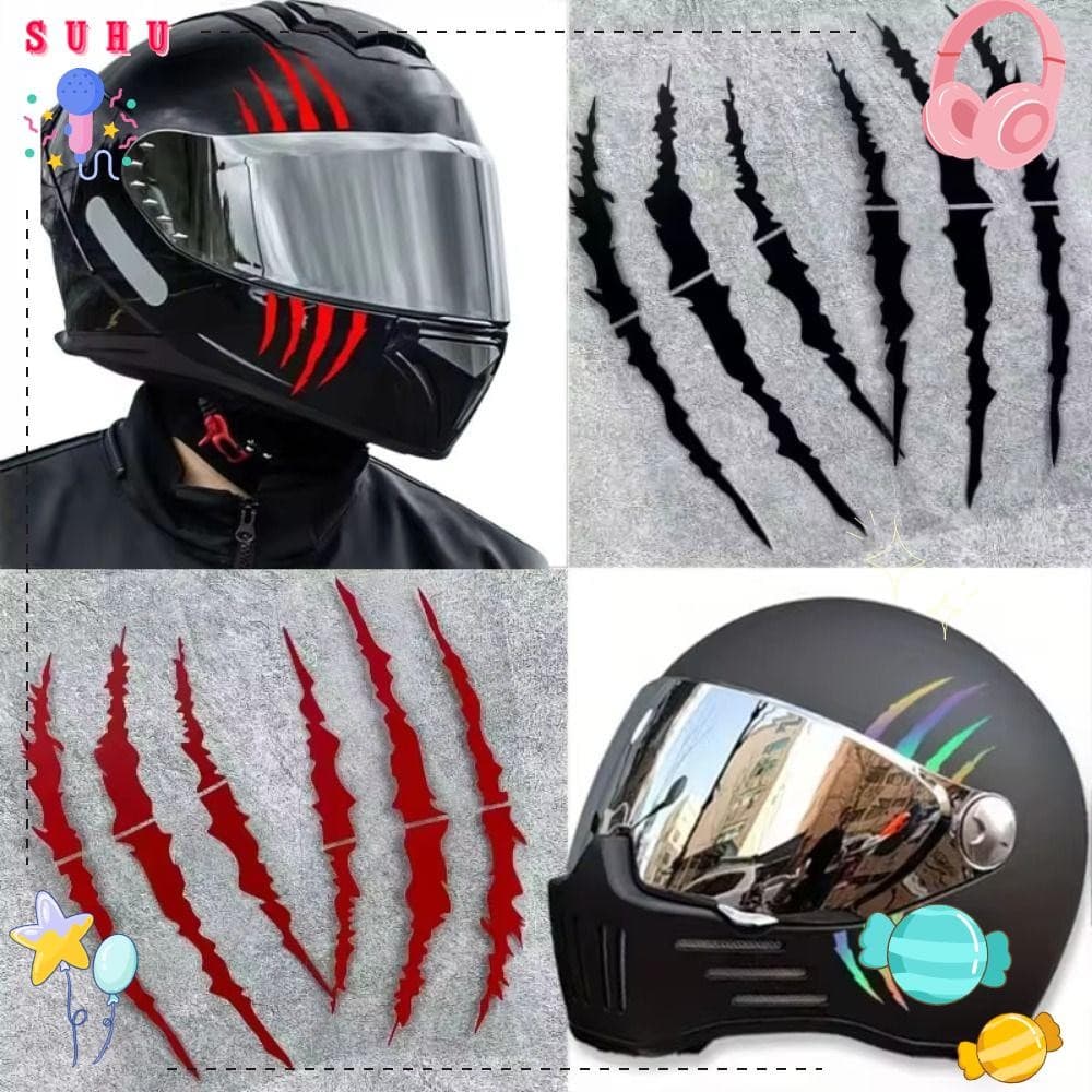Adesivos De Motocicleta SUHU , Capacete Com Arranhões De Garra De Demônio Vinil Para Carro À Prova D'água