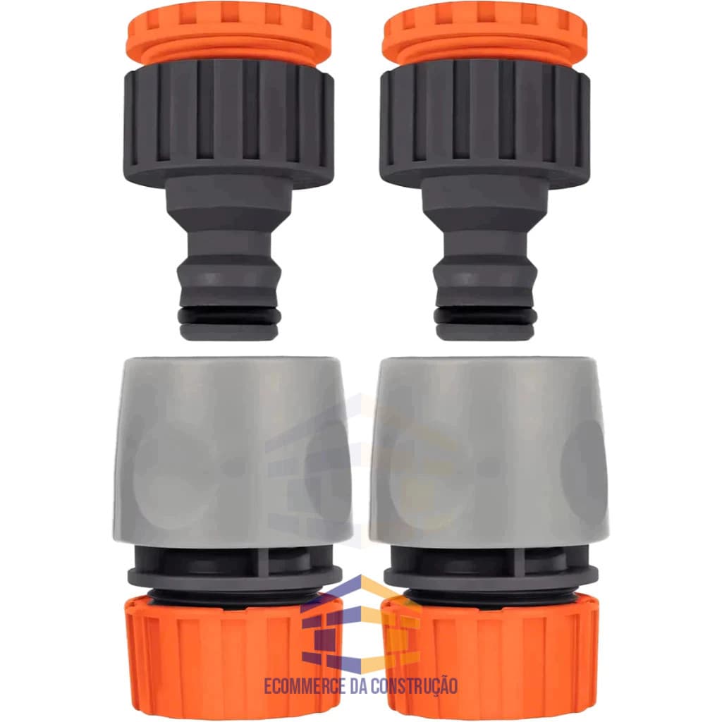 Kit Irrigação Jardim C/ 2 Engate Rápido + 2 Adaptador Rosca 3/4 x 1/2 Mangueira Torneira Tramontina