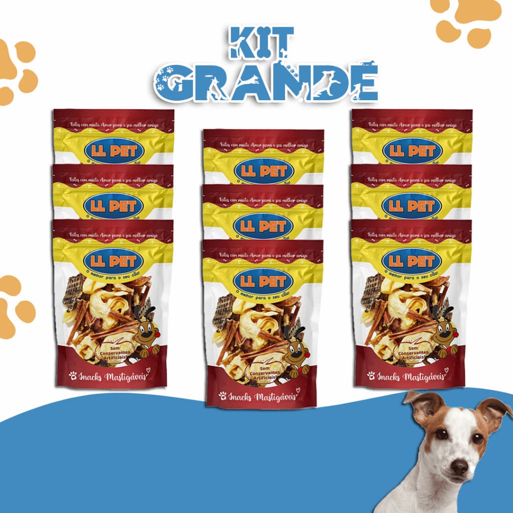 Petiscos Snacks Mordedores Naturais Desidratados Misto Bovino LL Pet  (100g cada)