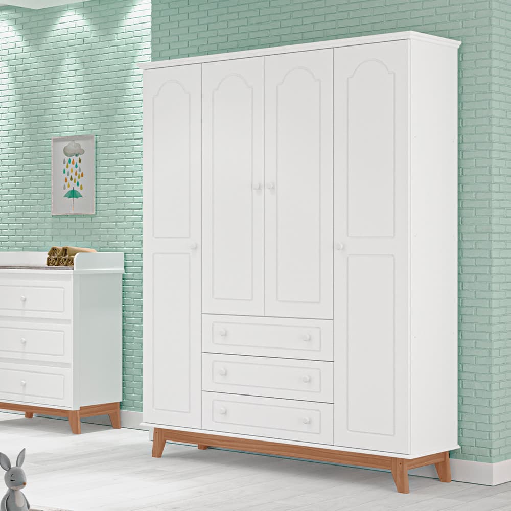 Guarda Roupas Infantil Lorenzo 4 portas e 3 gavetas 100% em MDF