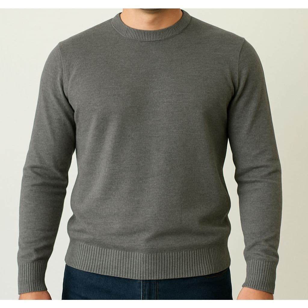 Blusa Masculina Lisa de Frio Suéter de Tricot Inverno Gola Redonda Malha Grossa Básica Tam. M G GG