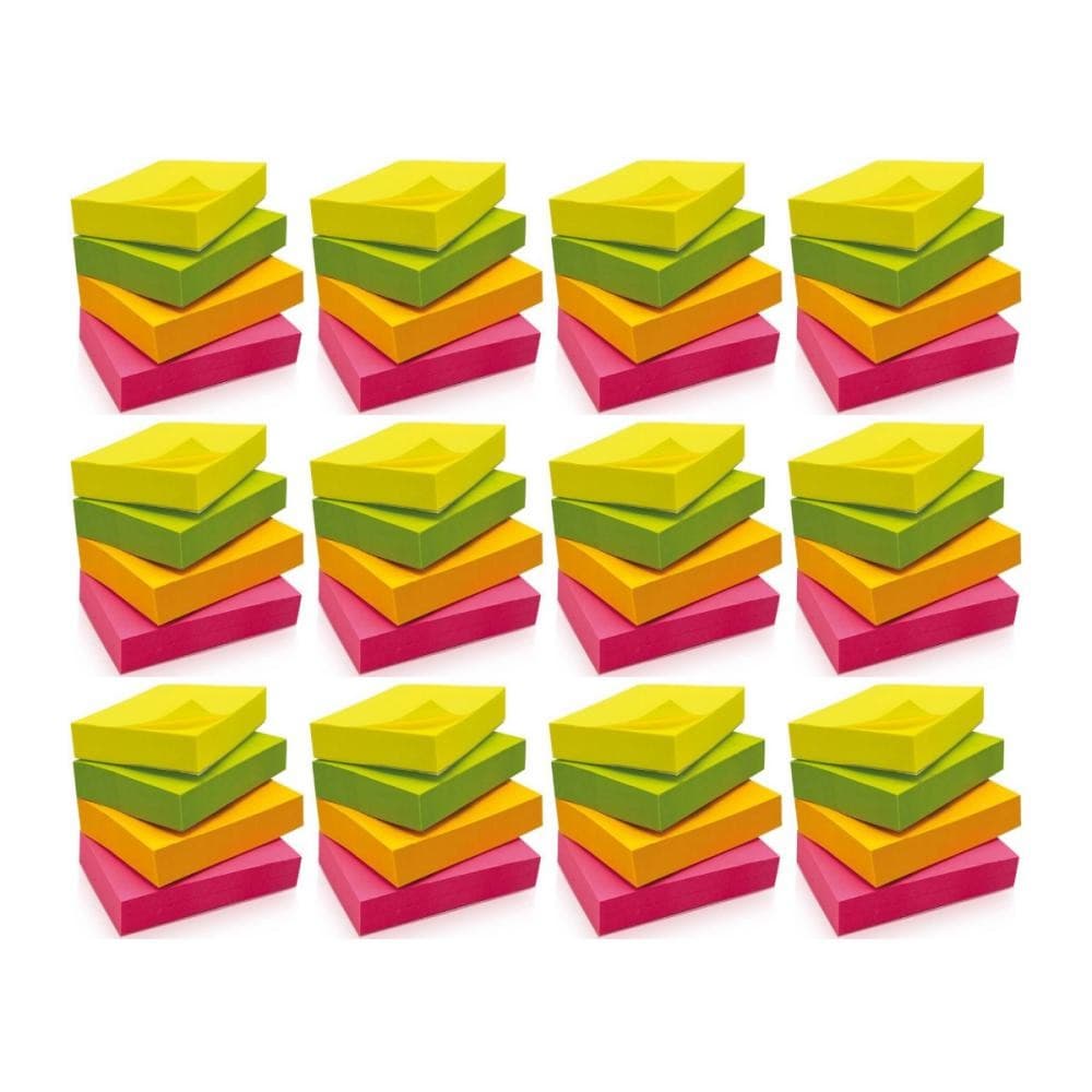 48 BLOCO ADESIVO 4800 FOLHAS TIPO POSTIT 38X51mm AMARELO E COLORIDO