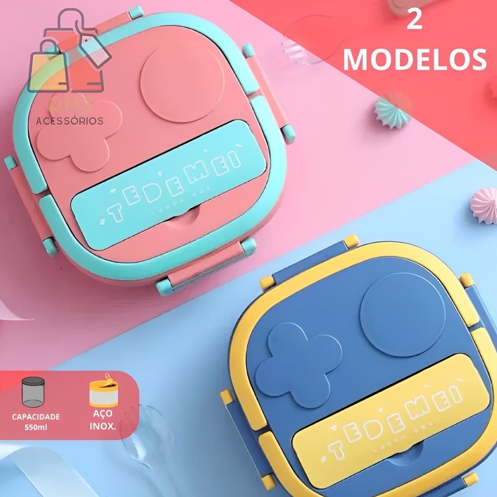 Marmita Lancheira Infantil Escolar Portátil Recipiente Para Comida Lancheira Lunch Box Bebê