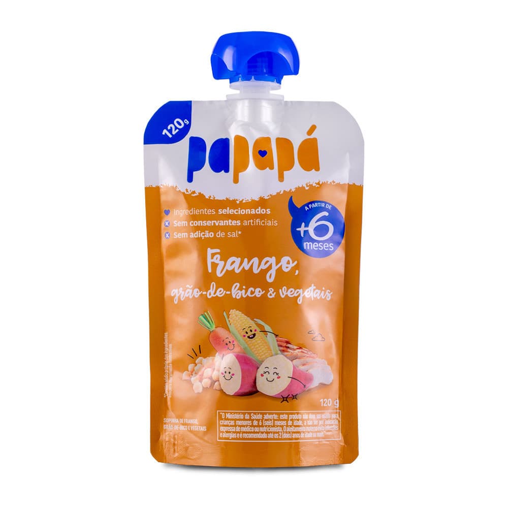 Papinha natural frango Grão-de-bico e Vegetais 120g papapa