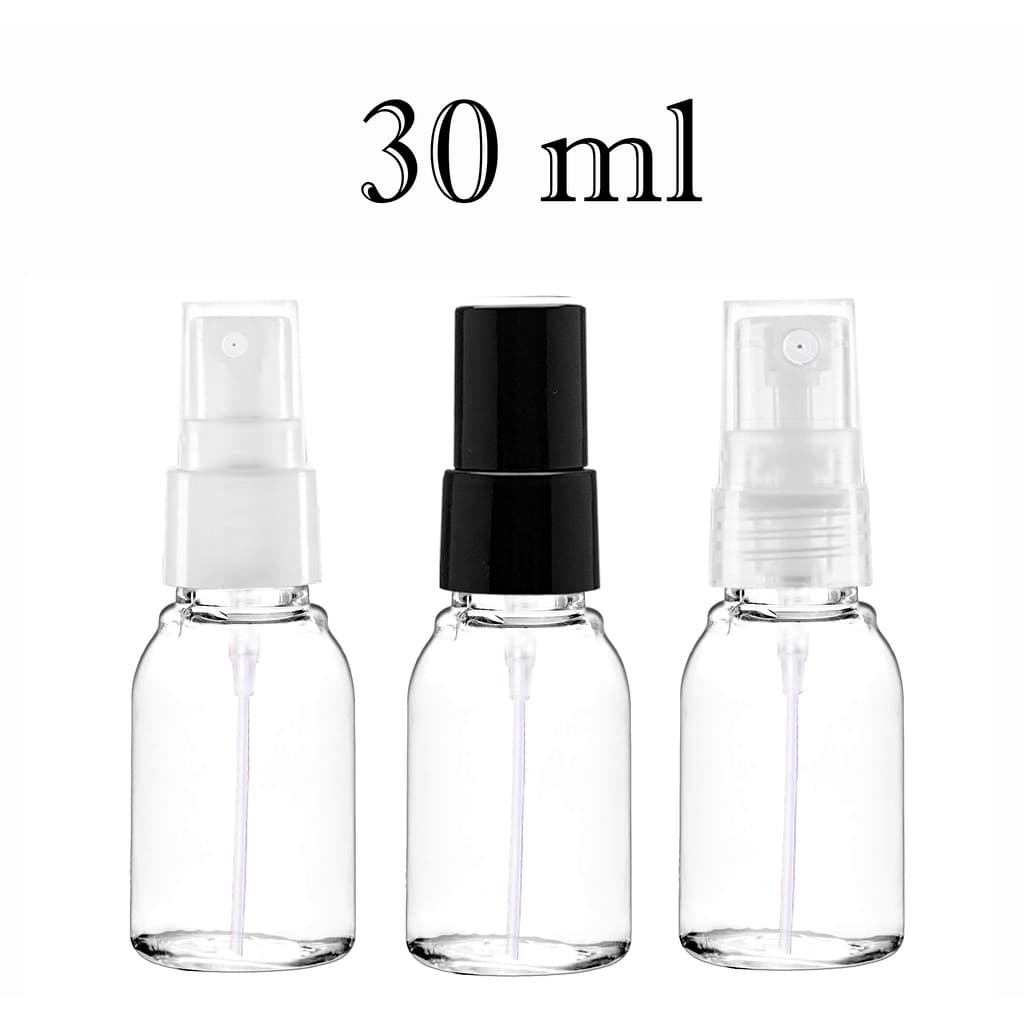 Frascos 30 Ml Redondo em Plástico Pet Válvula Spray borrifador para perfumes viagem