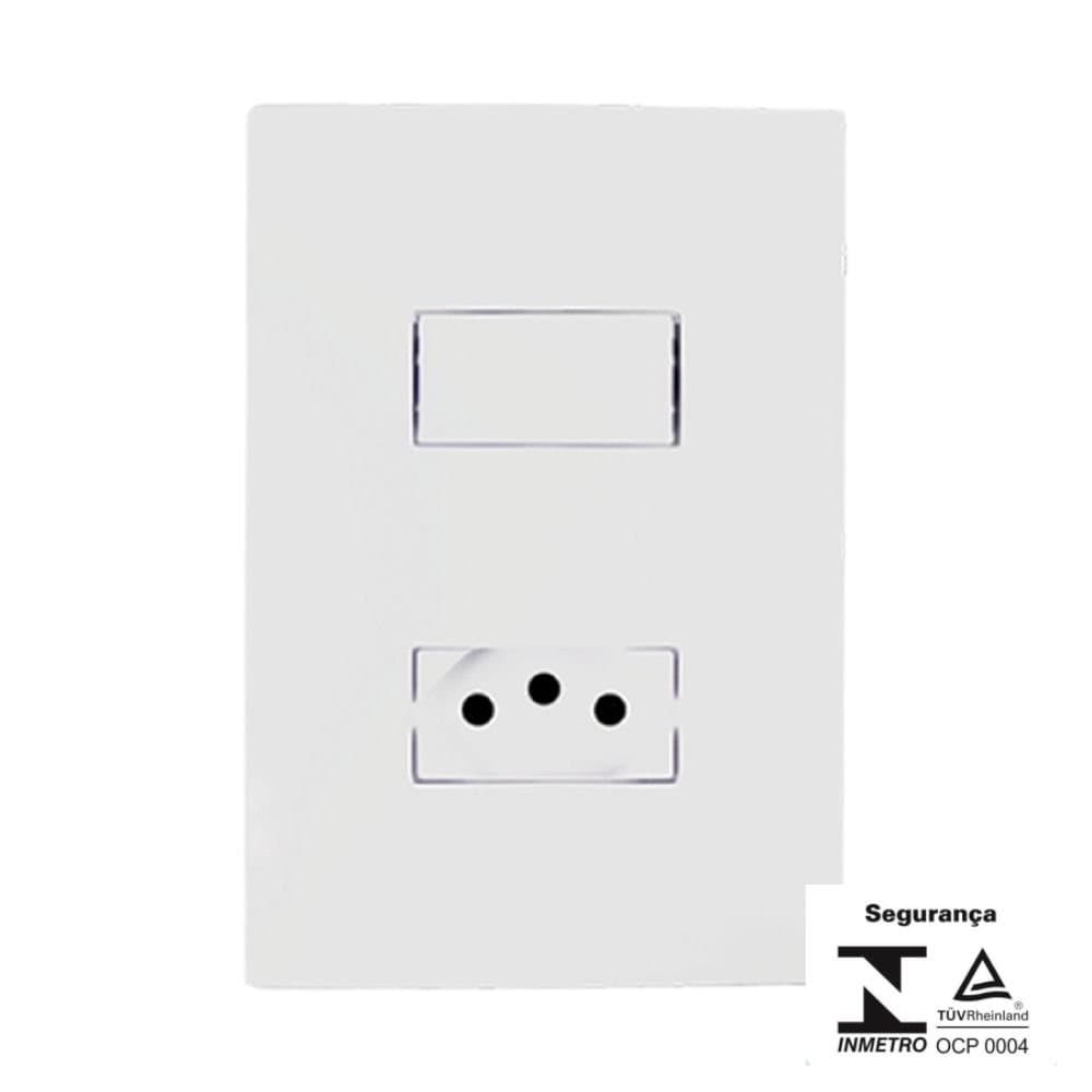Conjunto Interruptor Simples 10a + Tomada 10a 250v 94200 - Ilumi