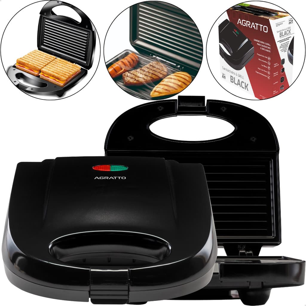 Sanduicheira Grill Misteira Elétrica Agratto 750W 220V Preto
