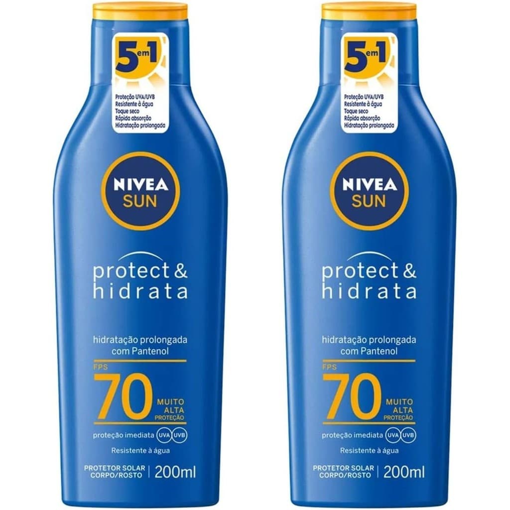 Kit 2 Protetores Solar Nivea Sun FPS70 com Pantenol 200ml