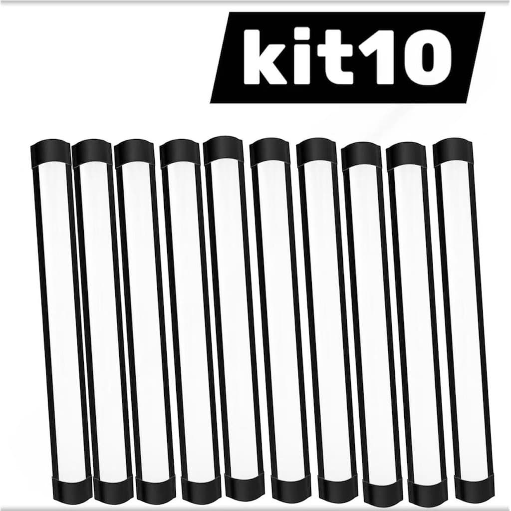 Kit 10 Luminaria led slim 40w 120cm 6500K / linear sobrepor calha