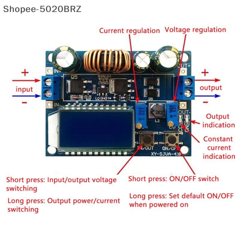 [THEBR] Conversor DC-Buck Boost 5.5-30V A 0.5 35W Regulador De Tensão Ajustável Módulo De Fonte De Alimentação Display L