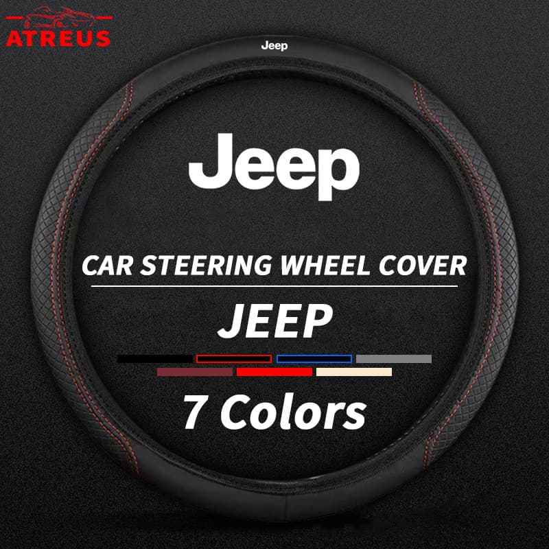 Jeep Capa Protetora Do Volante Carro Antiderrapante Tampa Do Volante De Couro Para Jeep Renegade Compass Wrangler JK