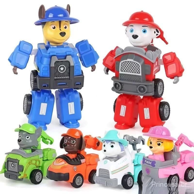 Brinquedo Infantil Robô Transformador Pato Carro de Patrulha Educacional para Crianças