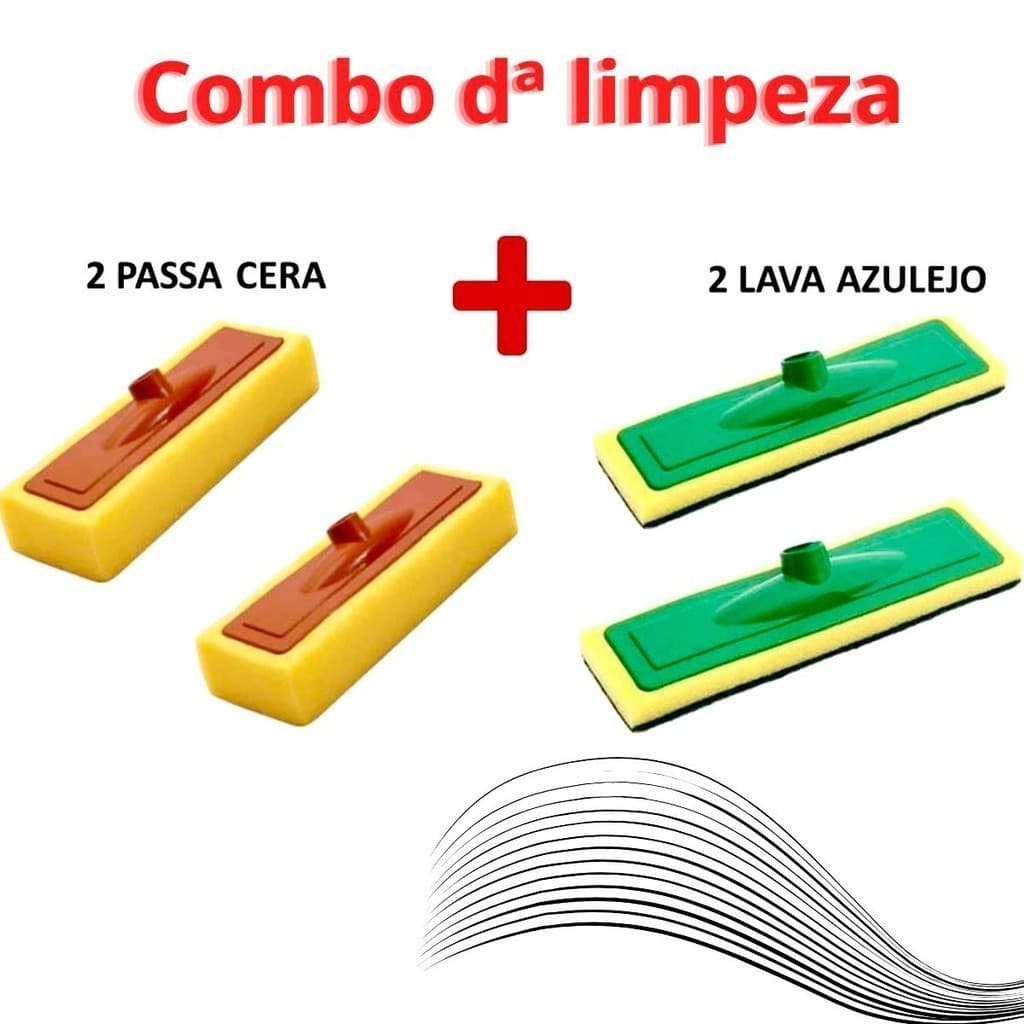 Combo Da Limpeza 2 Lava Azulejos + 2 Passa Cera Ambos Sem Cabo