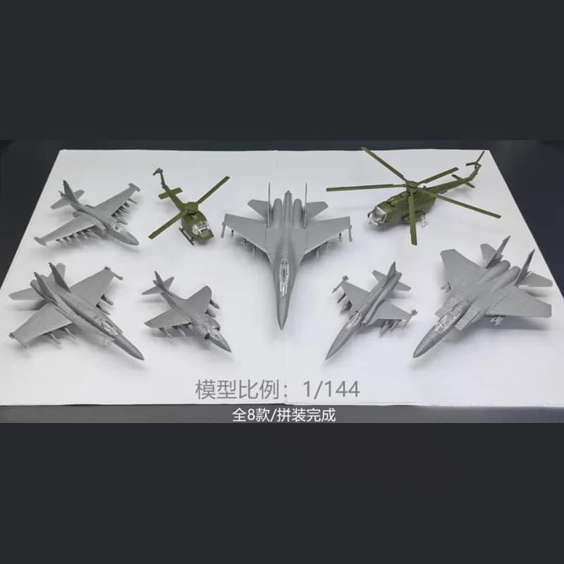 Escala 1/144 8 Estilos Modelo De Montagem De Avião AV-8A F-5E F15/A-18 UH1H MI8 SU25 J16 Lutador Ornamento Militar Mini 