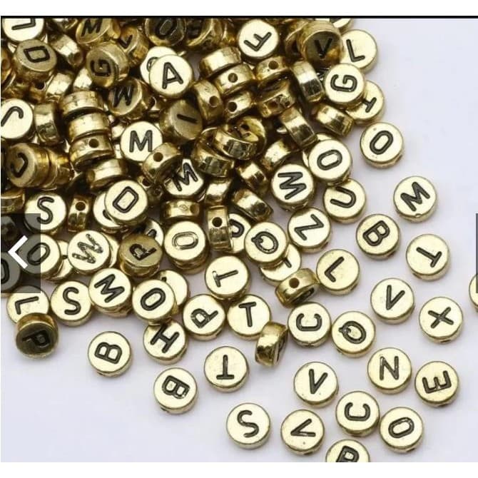 350~400 Pçs Miçanga Infantil Letras Ouro Escuro Alfabeto 50g  - tigre
