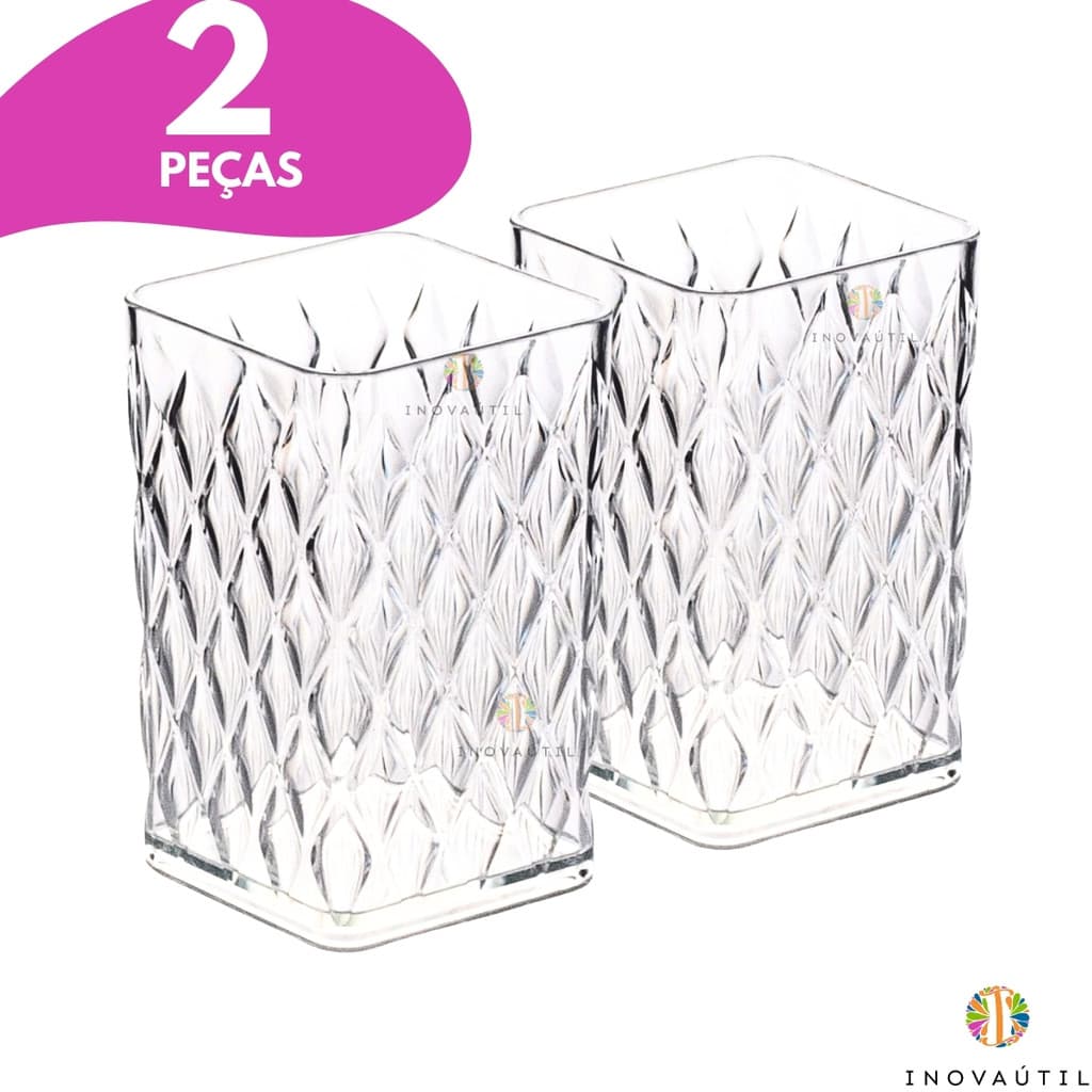 Porta Pincel de Maquiagem Kit 2 Peças Organizador Multi Uso Acessórios Escovas Batom Bancada