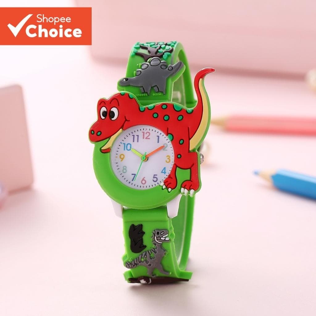 Relógio Infantil Com Pulseira De Silicone Tema De Dinossauro E Conforto Suave Para Meninos Meninas