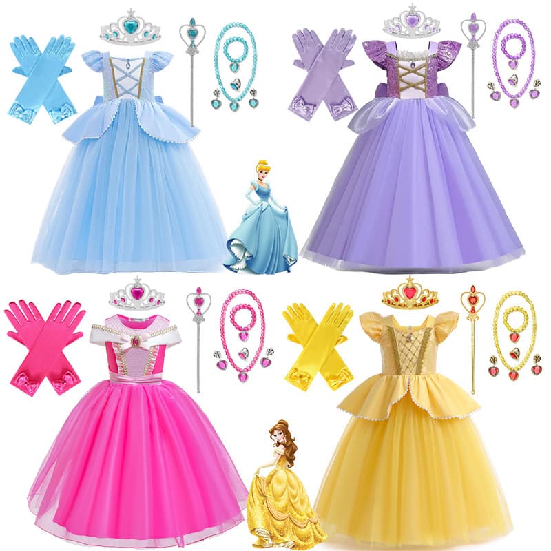 Fantasia de Personagem Infantil Vestido de Princesa Disney Vestido de Festas