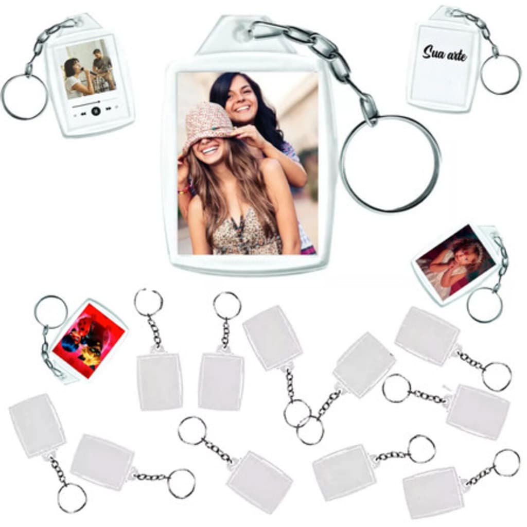 Chaveiro Para Foto 3x4 Acrílico Retangular 50 Unidades