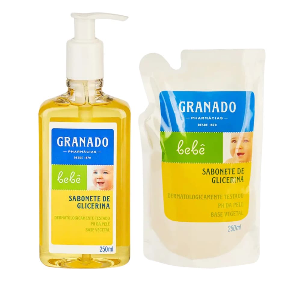 Kit Sabonete Líquido Granado Bebê Tradicional 01 Pump + 01 Refil 250ml