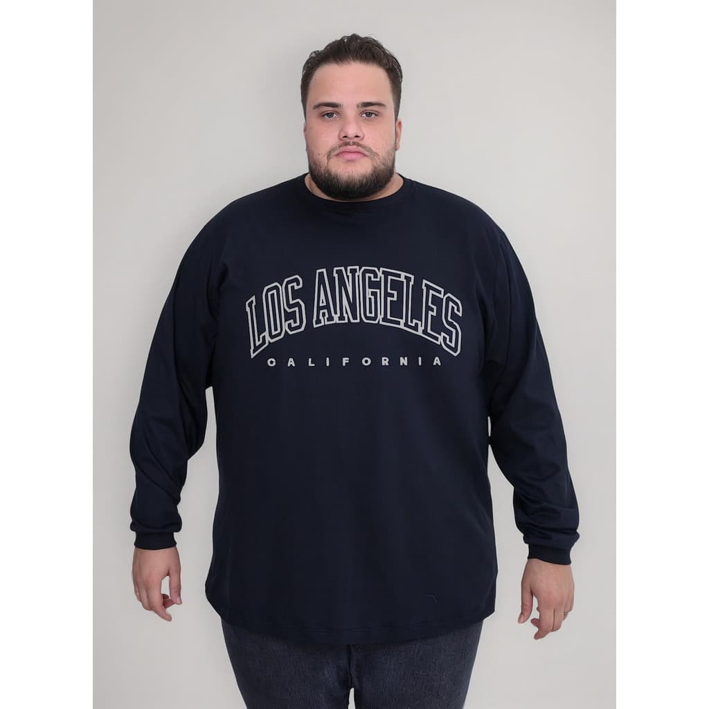 Camiseta Manga Longa Masculina Los Angeles California Plus Size