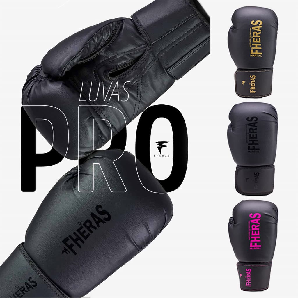 Kit Luva Fheras Profissional Treino Luta Boxe Muay Thai + Mochila