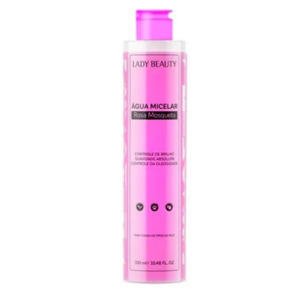 Agua Micelar Rosa Mosqueta Hidratação Profunda Demaquilante de Maquiagem 310ml - Lady Beauty