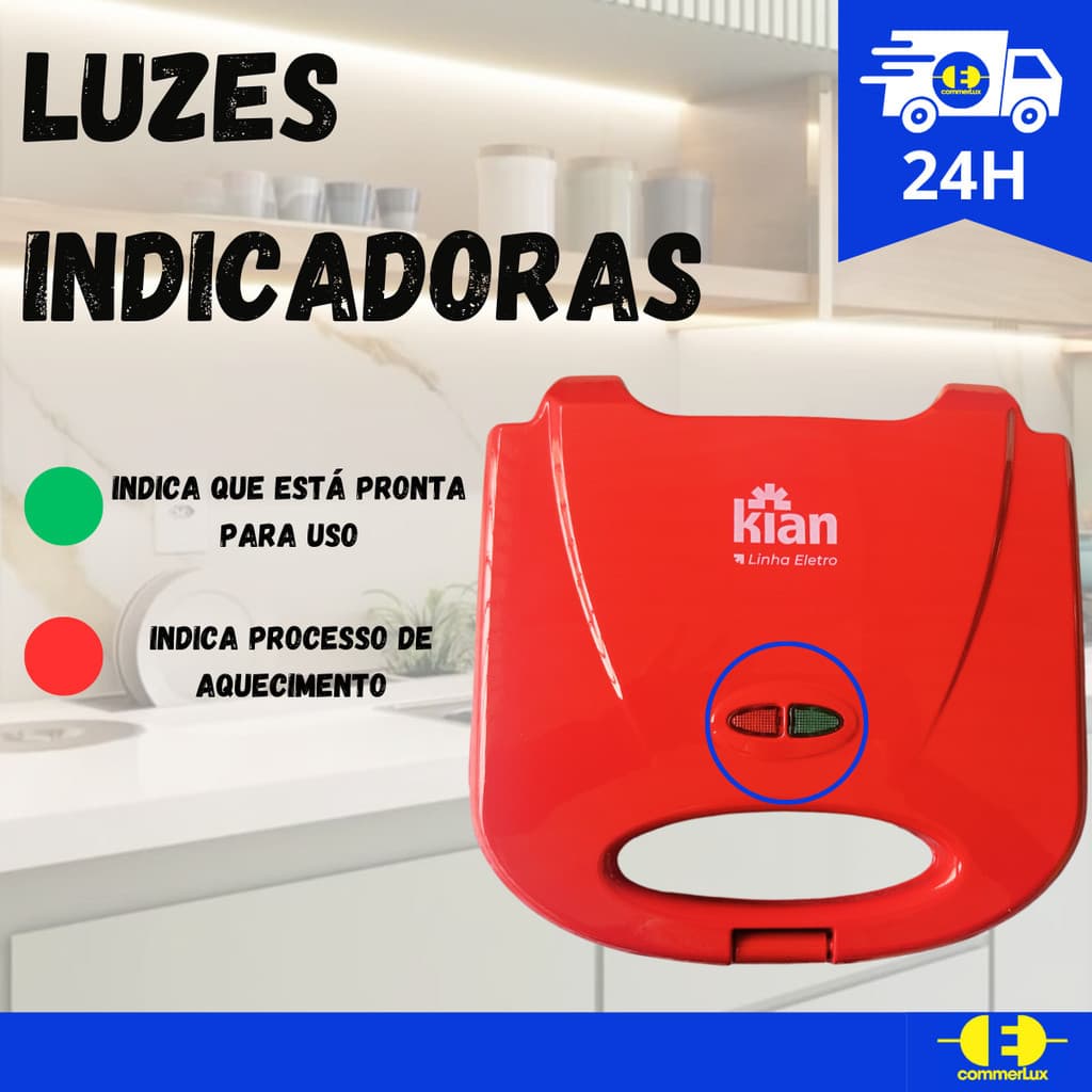 Sanduicheira Mini Grill Torradeira Antiaderente 110v 220v VERMELHA