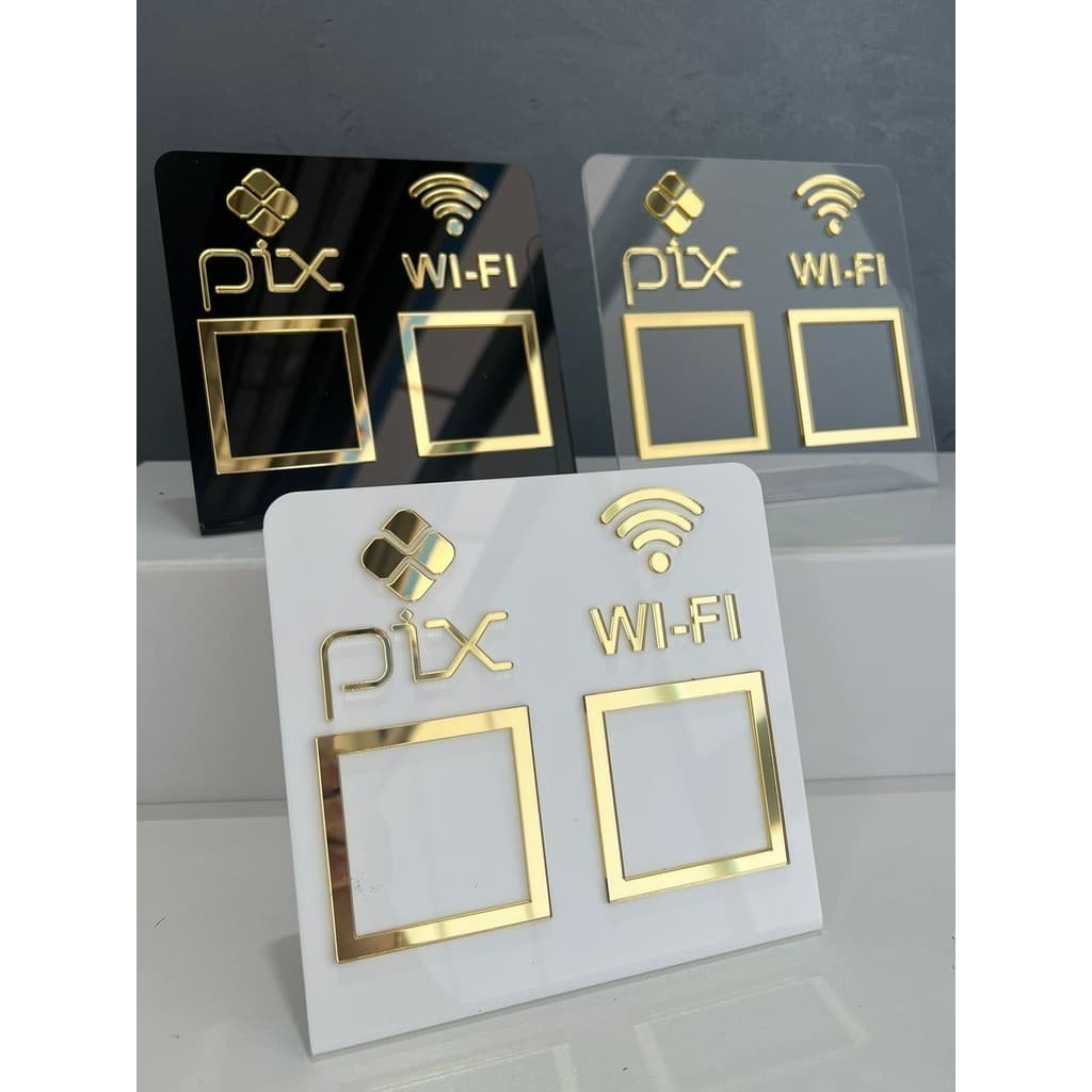 Placa Pix Display Mesa Balcão PIX e WI-FI