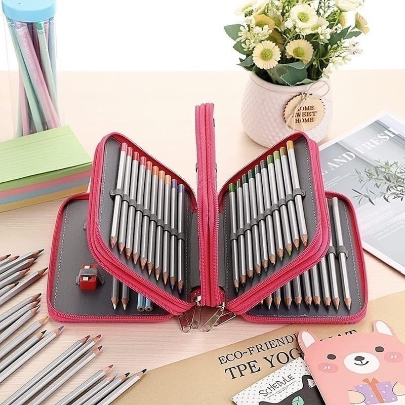 Estojo Escolar/Estojo Box/Estojo De Lápis De Quatro Camadas Com 72 Furos De Cor