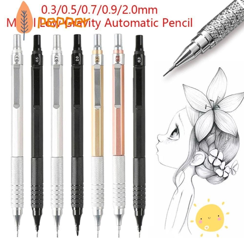 Lápis Mecânico PEPPER , Metal 0,3/0,5/0,7/0,9/2,0mm Automático , Desenho Criativo De Desenhos Animados De Papelaria De Baixa Gravidade