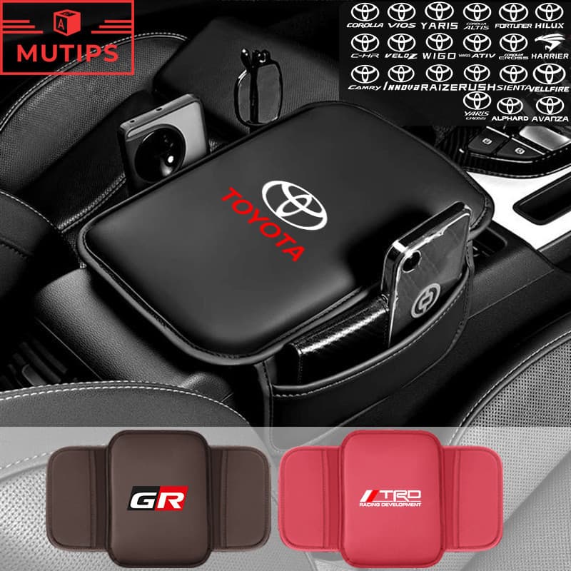Toyota GR TRD Carro Armrest Pad Centro De Couro Console Caixa De Proteção Almofada Para Corolla Cross Hilux SW4 RAV4 Yaris Sedan Hatch Etios