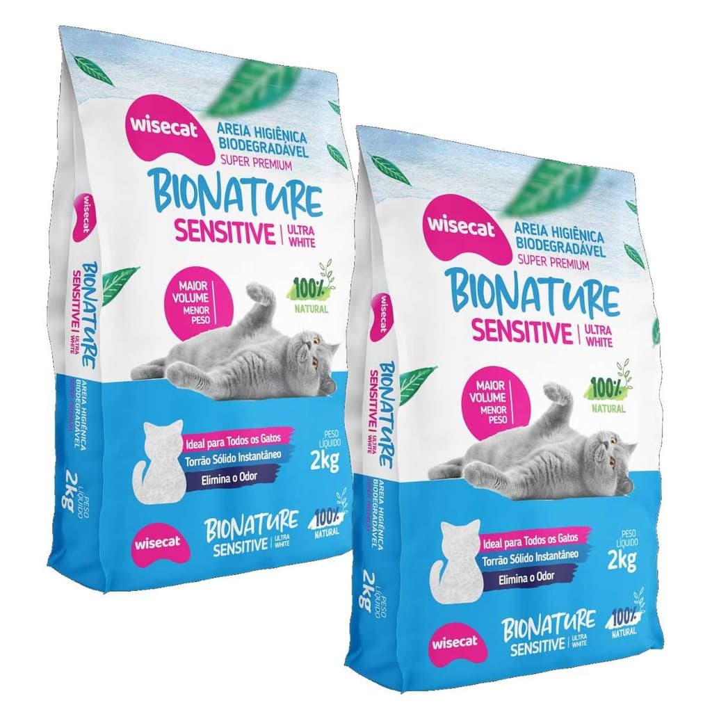 Areia De Mandioca Para Gatos Sensitive 2kg Kit 2Un