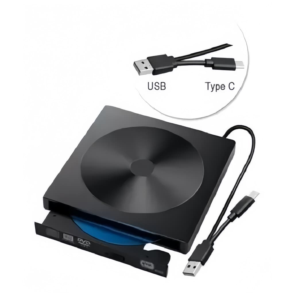 Gravador Leitor Drive Externo De Cd E Dvd Tipo-c + Usb 3.0 Slim Portátil