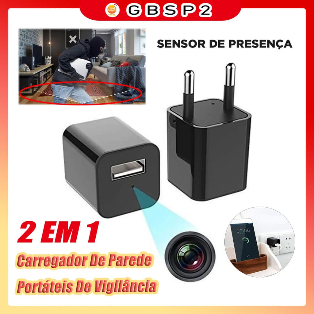 Mini Câmera Hd 1080p Segurança Usb Carregador De Parede Micro HD Sensor Sem Fio Gravador De Áudio