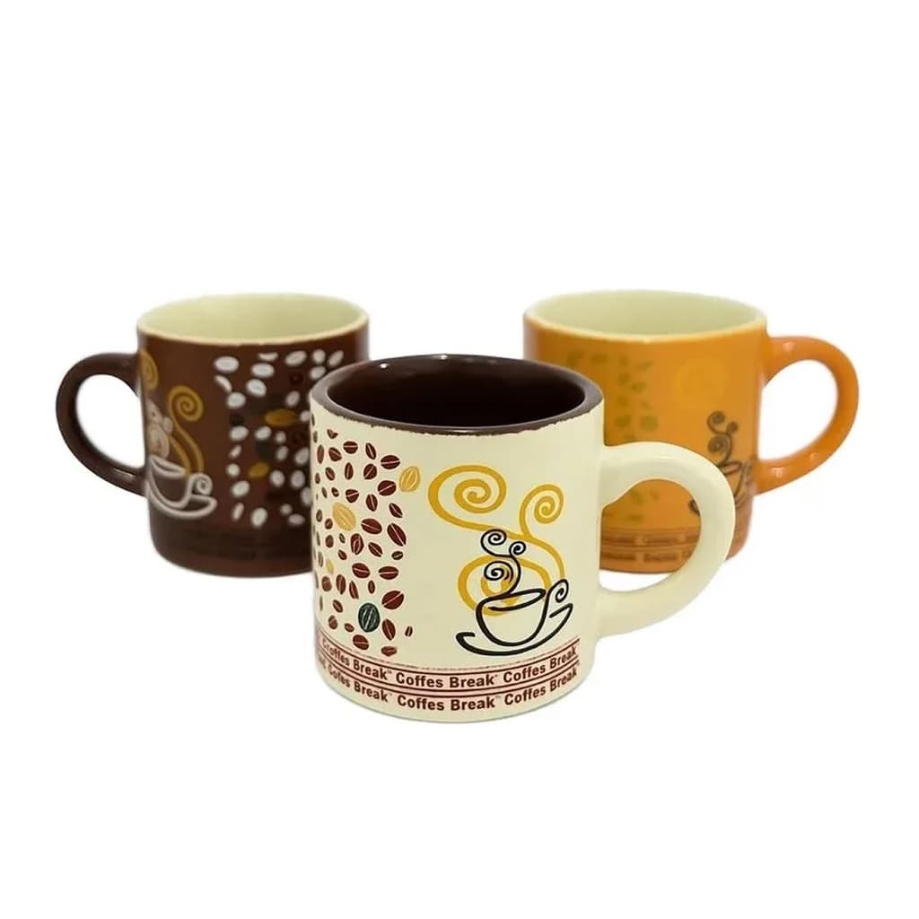 kit 3 Xícara de Cerâmica café 110ml chá cappuccino