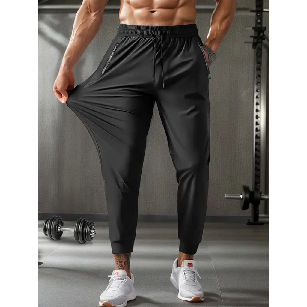 Calça Masculina Poliamida Com Elastano Bolsos Para Academia Esportiva Fitness Slim Fit Jogger Dry Fit Praticar Esportes