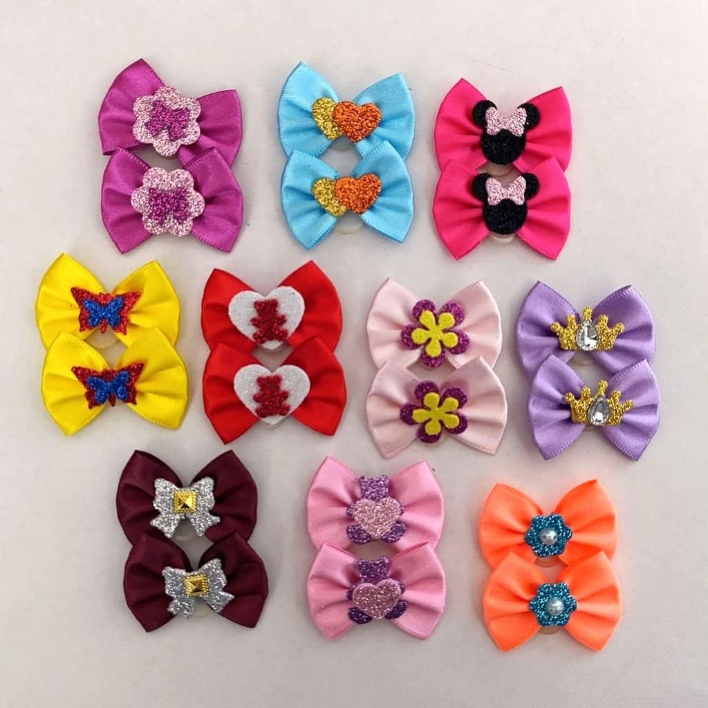 Laços Pet 20 Lacinhos para Cachorro Fêmea Enfeite de EVA 10 Pares Lisos Médio Rochanelli