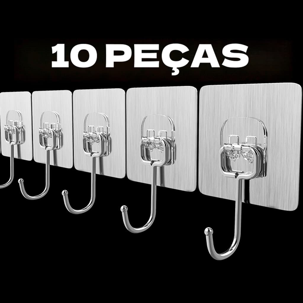 Kit 10 Ganchos De Parede Adesivos Multiuso Cozinha Banheiro Quarto Resistente 7CMx7CM